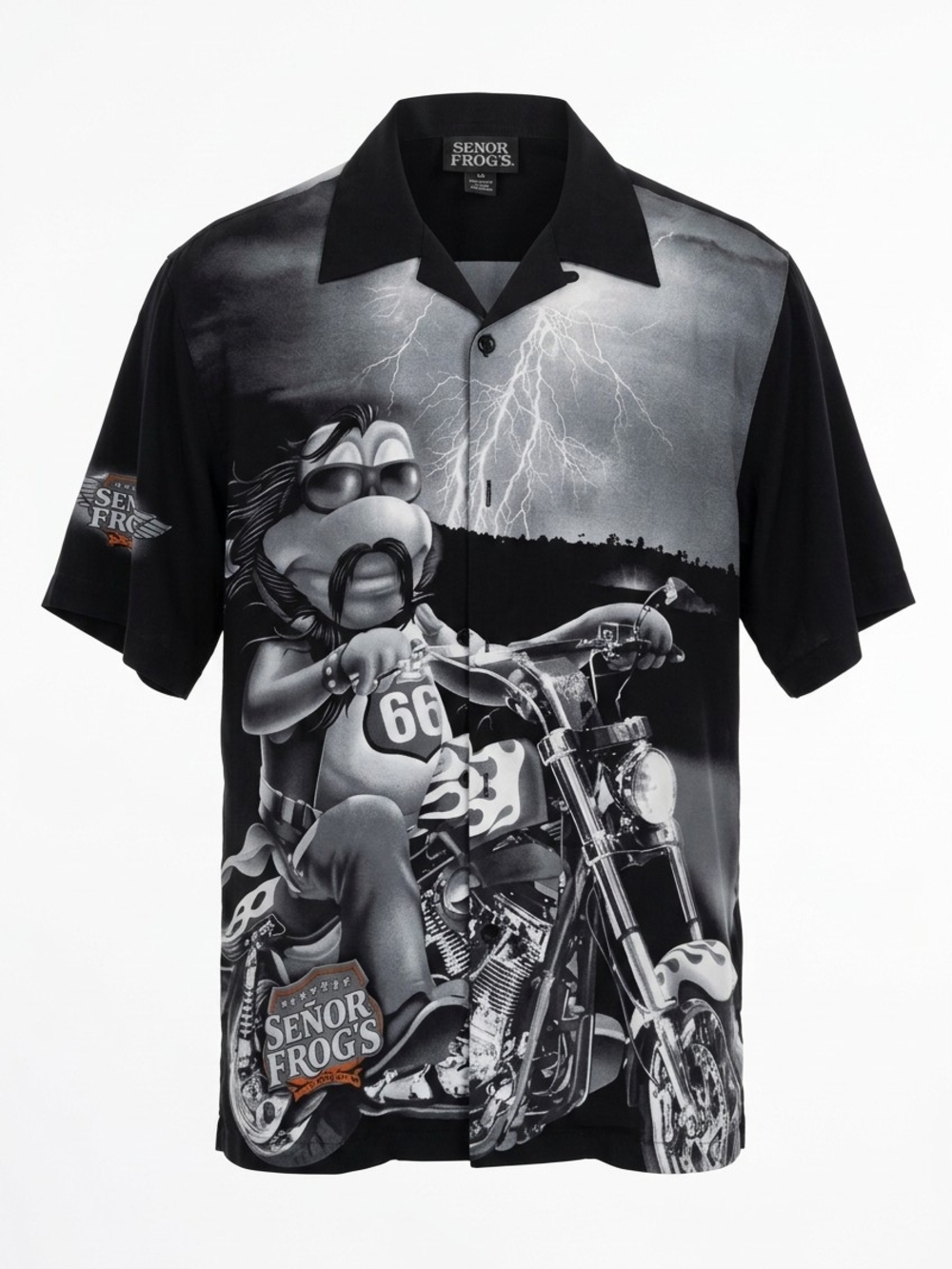 Black Motor Cycle Button Down From Senior Frogs.